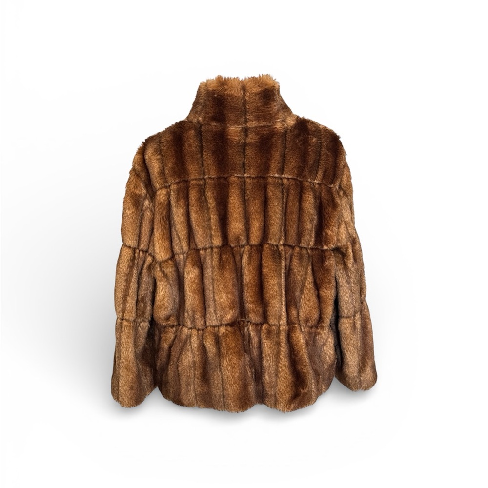 INC International Concepts Brown Faux Fur Coat - Picture 3 of 6